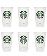 16oz Starbucks Reusable Cup - White Plastic 6 Cups *No Lids* - $15.99