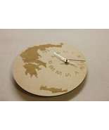 Unigue Shape Bespoke Greece Country Clock Greece Map Wooden - $25.32