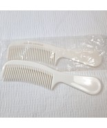 Vintage Estee Lauder Hair Combs set 2 White silver Logo travel purse pla... - €11,15 EUR