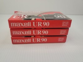 3 Maxell UR 90 Minute Normal Bias Blank Audio Cassette Tapes NEW SEALED - £8.12 GBP