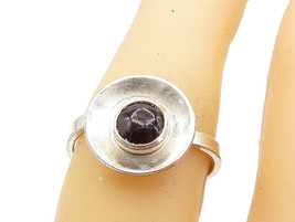 ISRAEL 925 Sterling Silver - Vintage Onyx Shiny Solitaire Ring Sz 6 - RG4308 - £27.05 GBP