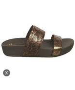 Bare Traps Womens Sandals Sz 6M Gemini Silver Bronze Snake Print Slip-Ons - $20.21