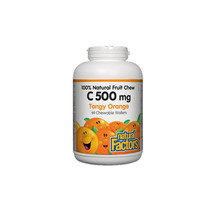 Natural Factors Vitamin C 500mg,100% Natural Fruit,Tangy Orange,90Chew Wafers - £11.95 GBP