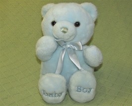 AURORA BABY BOY BLUE TEDDY BEAR PLUSH STUFFED ANIMAL 10&quot; w/ORIGINAL RIBB... - £10.61 GBP
