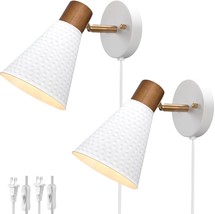 White Plug In Wall Sconces Set Of 2, Modern Wall Light With Plug In, Hallway - $77.62