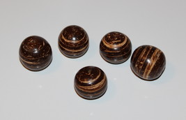 Wood Jewelry Beads 24 Mm Round Brown With Natural Swirls Package Of 5 - £3.10 GBP