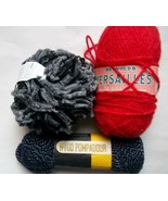 Wool Blend Yarn 3 Skeins Mixed Lot Trendsetter Reynolds Wyco Pompadour - $9.89