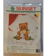 NEW Sunset Cross Stitch On Waste Canvas A Christmas Cuddle 18351 8&quot; x 7&quot;... - £11.93 GBP