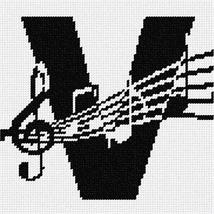 Pepita Needlepoint kit: Letter V Music Notes, 7&quot; x 7&quot; - £39.50 GBP+