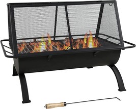 Sunnydaze Northland Outdoor Rectangular Fire Pit With Grill -, Poker And... - £164.03 GBP