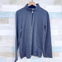 Tommy Bahama 1/4 Zip Mock Neck French Terry Sweater Blue Chevron Mens Me... - £27.58 GBP