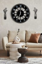 Decorative Silver Mirrored Wall Clock + Vase Painting - €33,38 EUR