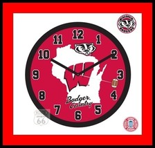 Wisconsin Badgers Football Bucky Ceramic 9&quot;  Clock New - £20.61 GBP