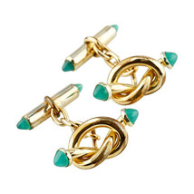 14k Placcato Oro Krementz Vintage Giada Gemelli Splendido Regalo - $475.22