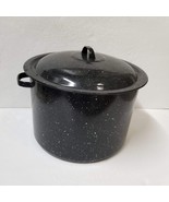Black Speckle Stockpot Graniteware 7 1/2&quot; Enamel Ware Pot with Lid - £10.06 GBP