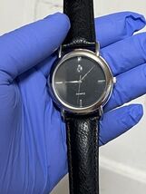 DIAMOND FLAME WATCH QUARTZ GENUINE LEATHER Black Silver - $27.52