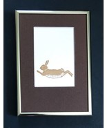 Brown Wild Hare Minimalist Art Print Bunny Rabbit Framed Matted Cottagecore - $6.93