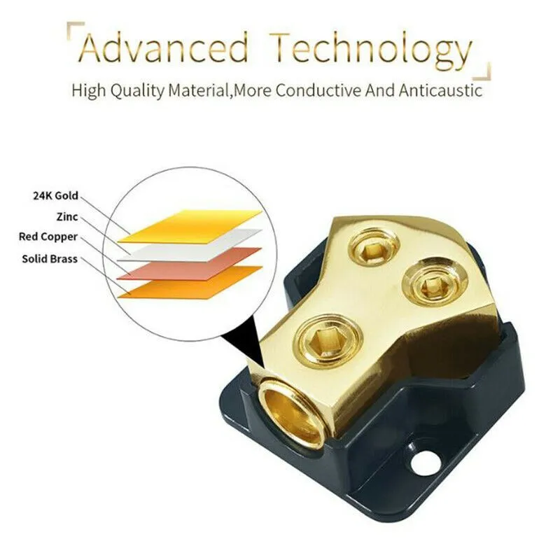 Solid Brass Car Power Distributor Block High Performance 2 Way Copper Car Audi - £13.98 GBP