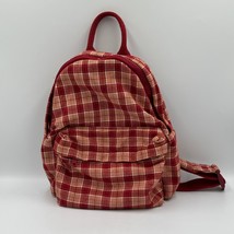 John Galt Brandy Melville Red Orange Flannel Small Backpack - $24.18
