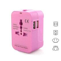 Color: Pink - Worldwide Power Adapter and Travel Charger with Dual USB p... - $47.93