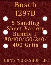Bosch 1297D - 80/100/150/240/400 Grits - 5 Sandpaper Variety Bundle I - $4.99