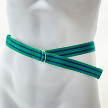Polo Ralph Lauren Belt Green Blue Stripe Fabric D- Ring Boys Size 16 - $15.29