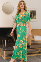 ODDI Full Size Floral Smocked Tied Back Maxi Dress - £50.55 GBP