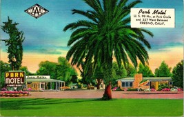 Vtg Linen Postcard AAA Park Motel US 99 No At Park Circle - Fresno, CA - Unused - £6.96 GBP