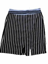 Ann Taylor Loft Womens Black Blue White Skirt Vertical Stripe 12 Side Zip Lined - £15.27 GBP