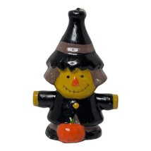 Vintage Halloween Candle Witch Scarecrow pumpkin Stitched Face Spooky Fall FLAW - £14.94 GBP