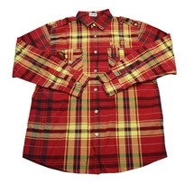 Red Ape Shirt Boys L Red Yellow Plaid Button Up Long Sleeve - £20.53 GBP