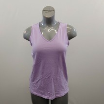 Carole Hochman V Neck Tank Top Women&#39;s Size Small Purple Sleeveless Cott... - $7.92