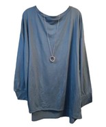 NEW LuLaRoe 3XL Solid Stone Blue Nora Boat Neck Oversized Top - $37.61