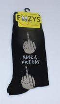 Foozy Socks - Mens Crew - Size 10-13 - Have A Nice Day - Black - $9.49