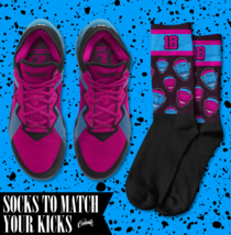 LB HEAD Socks for Lebron 18 Fury Fireberry Pink Neon Nights South Beach T Shirt - £16.29 GBP