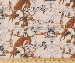 Dogs Cats Funny Animals Yoga Poses Stretches Cotton Fabric Print BTY D778.40 - £22.36 GBP