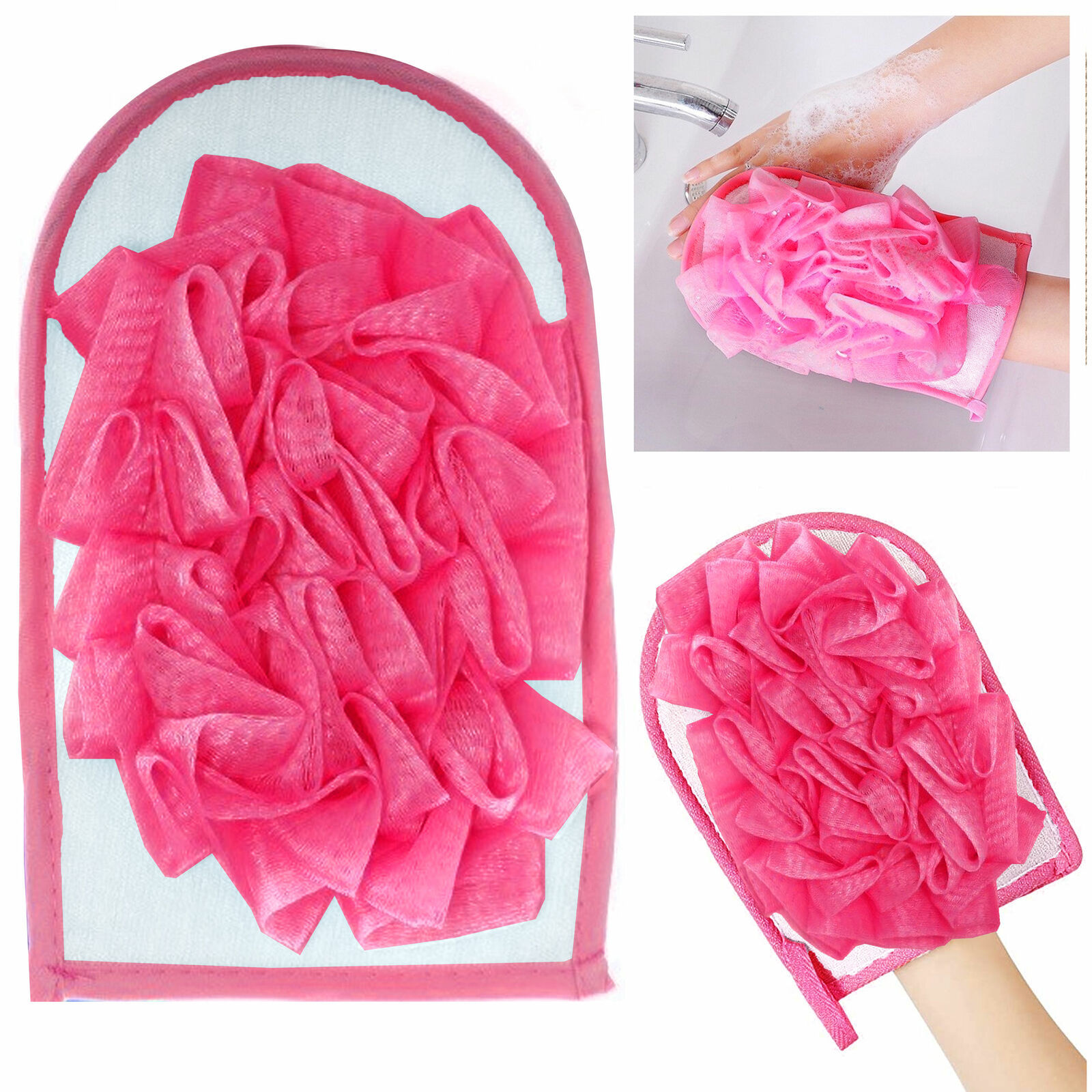 Primary image for 2 Pc Exfoliating Spa Bath Gloves Sponge Mitts Shower Soap Loofah Body Scrubber