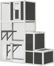 71 Inch 3-Tier Wooden Catio Outdoor Cat Enclosure With 4 Platforms And 2 Doors,C - $248.99