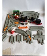 Lot Of Geotrax Train Tracks &amp; Accessories Black Conductor Fire Truck Signs - $17.09