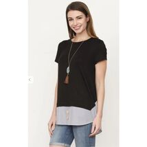 EGS by Eloges Black Stripe Accent Layered Tunic - Large - $9.70