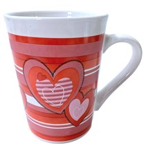 Valentine Day Hearts 15 oz Ceramic Coffee Tea Mug Love Striped Gift - £5.92 GBP