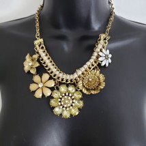 Talbots Floral Gold Tone White Necklace 21 1/2&quot; Adjustable Signed - £13.29 GBP