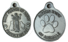 Saint Francis of Assisi Protect My Pet / Patron Saint Of Pets Dog Tag Charm Pewt - £5.61 GBP