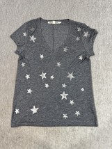 Michael Stars Shirt Womens Large Gray V Neck Star Print Short Sleeve Casual - $29.69