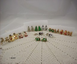 Vintage Christmas Earrings One Dozen Clip Backs (#E207) - £54.65 GBP