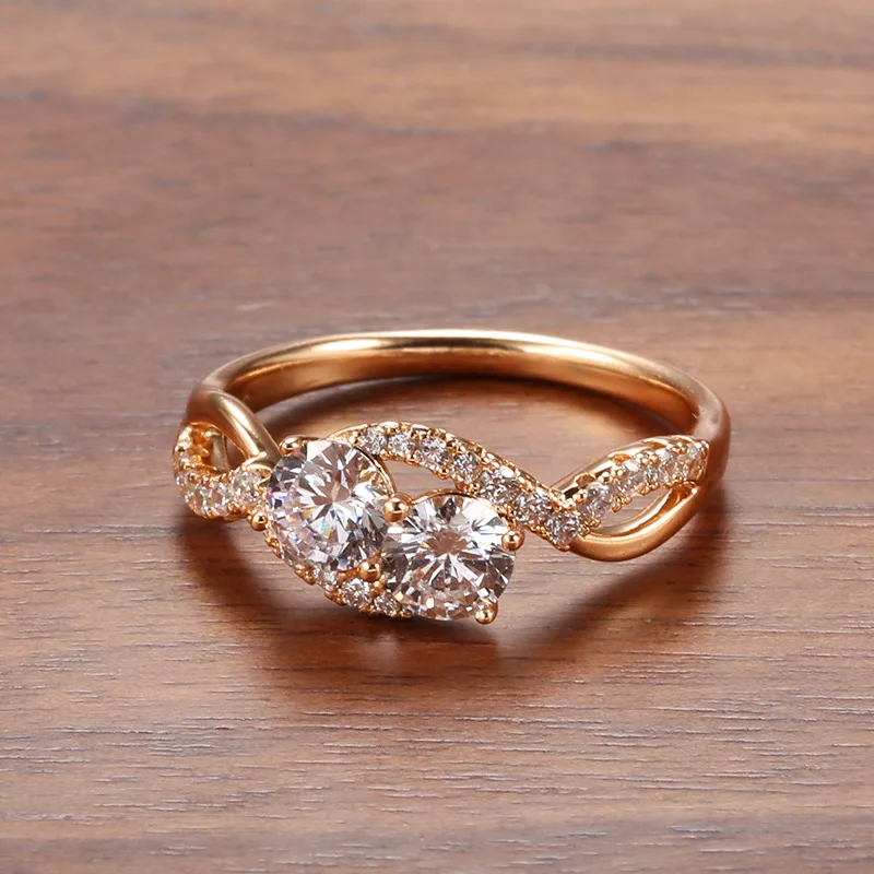 18k Rose Gold Fashion Fiower  Wedding Ring for Women 1 Carat Diamond Engagement  - £18.91 GBP