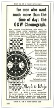 Print Ad Ollech &amp; Wajs O&amp;W Chronograph Watch Vintage 1967 2.5x5&quot; Adverti... - $9.70
