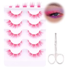 5 PCS Pink False Eyelashes  - $24.36
