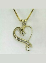 Simulated Diamond heart pendant 14K Yellow Gold Plated channel brilliants .40CT - £64.49 GBP