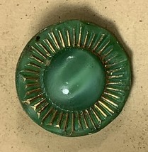 4 Vintage SUPERIOR Quality  Gold Lustered GREEN Glass Buttons  Eyes Flor... - $166.60 MXN
